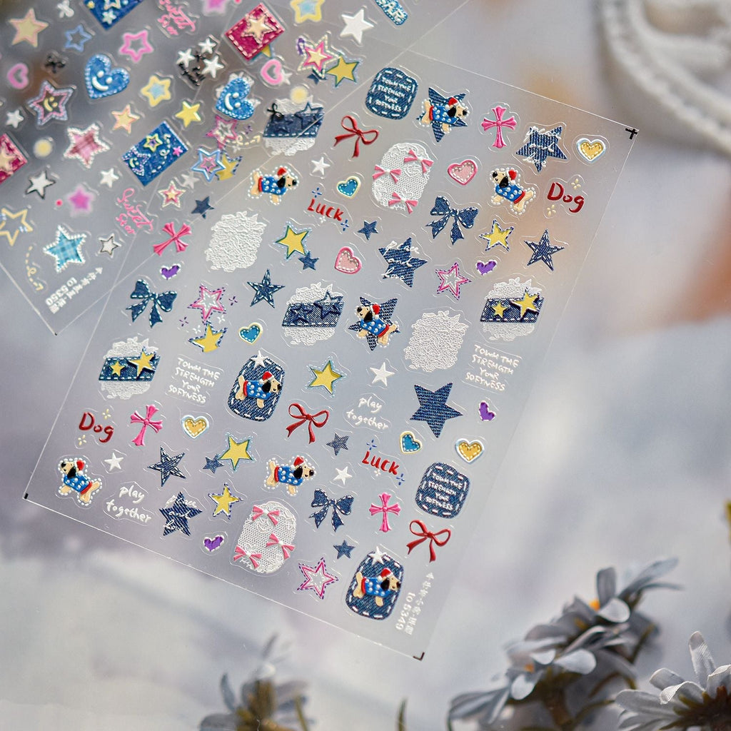 LuLuFun Studio Puppy Nail Deco Stickers – Jeans Style DIY Nail Art Decals