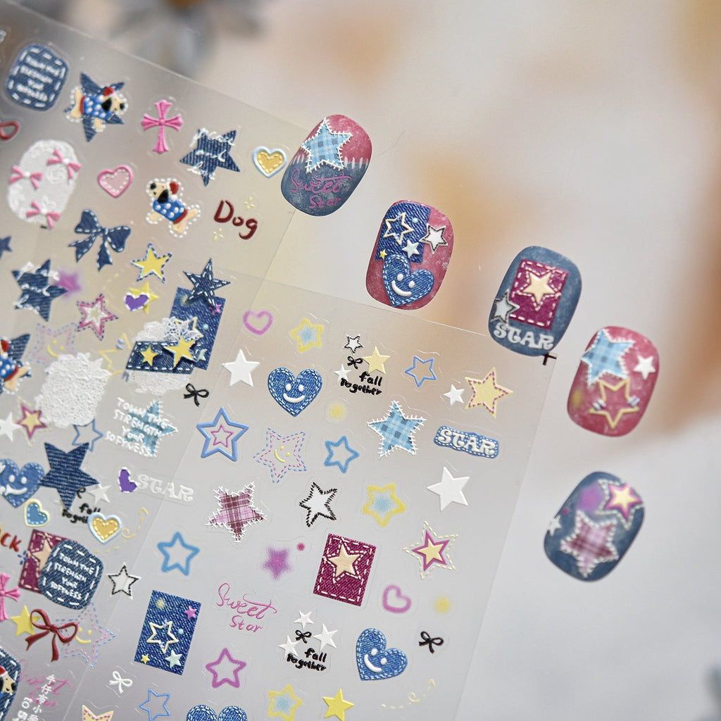 LuLuFun Studio Puppy Nail Deco Stickers – Jeans Style DIY Nail Art Decals