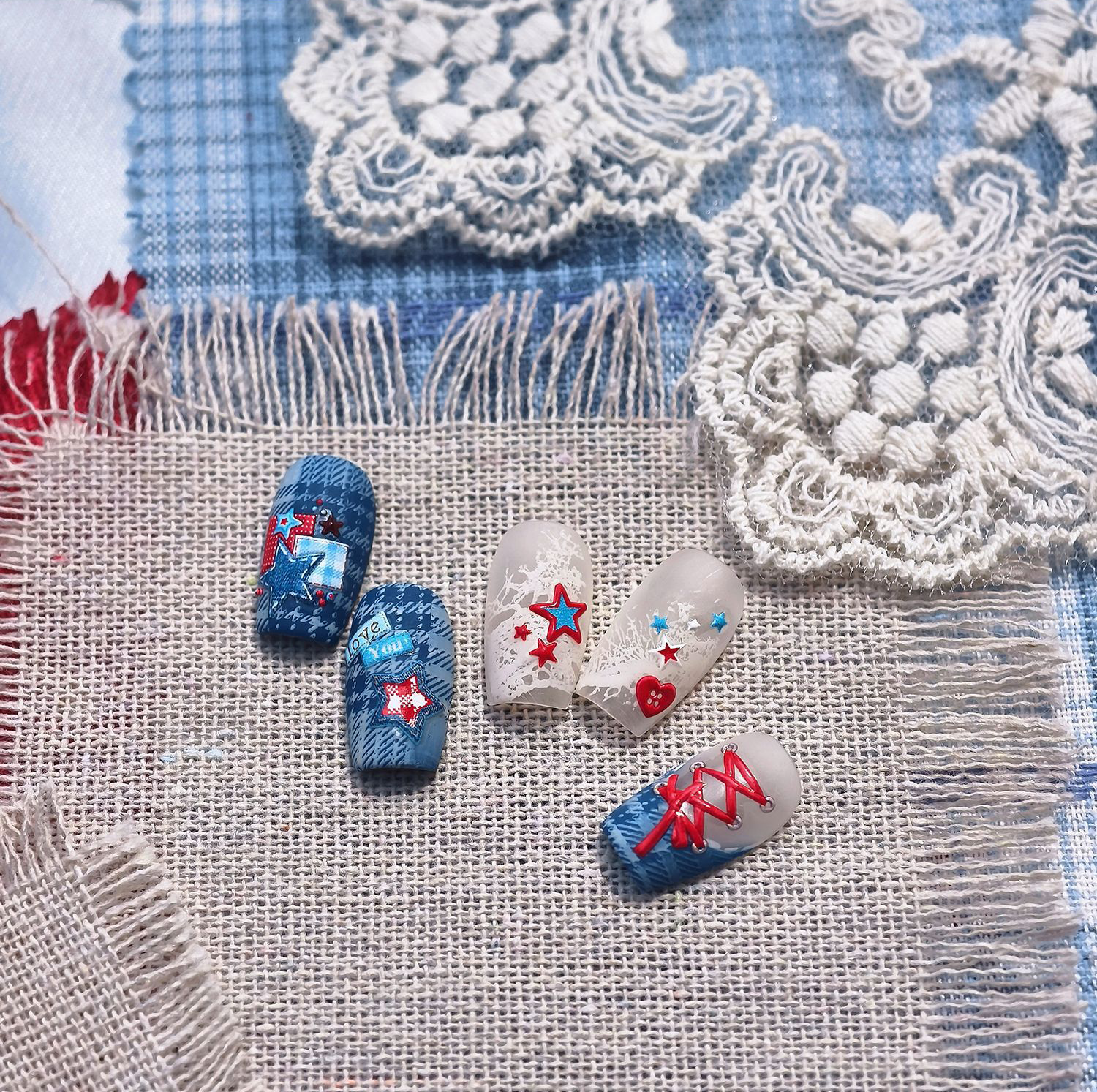 LuLuFun Studio Jeans and Apple Nail Deco Stickers - DIY Nail Art Decals