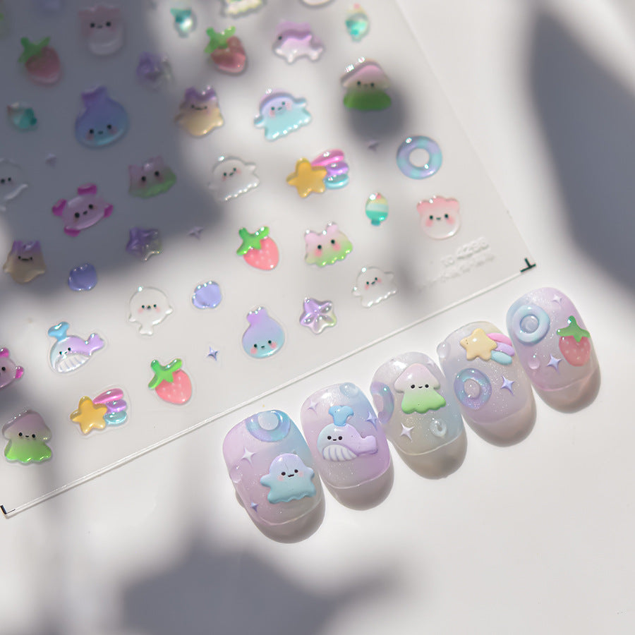 LuLuFun Studio Jellyfish Nail Deco Stickers – Ultra-Thin DIY Nail Art