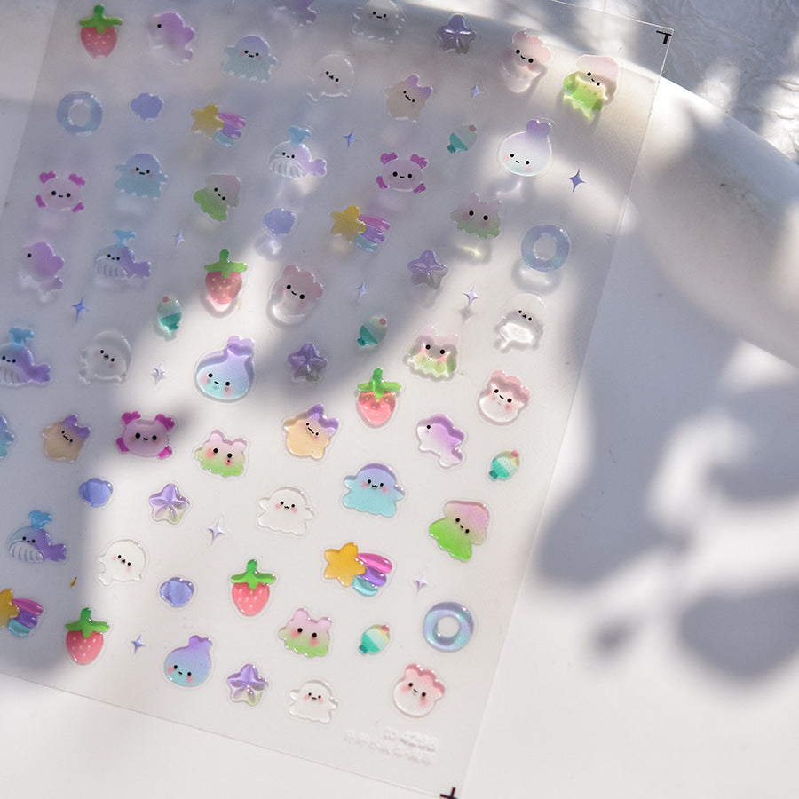 LuLuFun Studio Jellyfish Nail Deco Stickers – Ultra-Thin DIY Nail Art