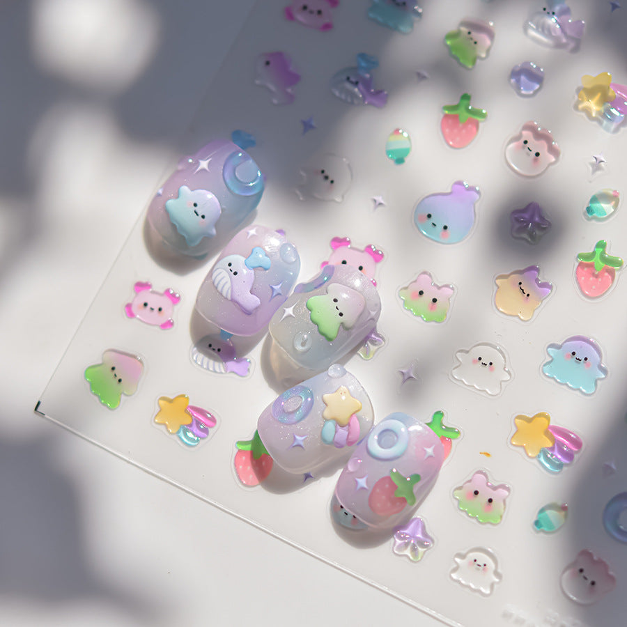 LuLuFun Studio Jellyfish Nail Deco Stickers – Ultra-Thin DIY Nail Art