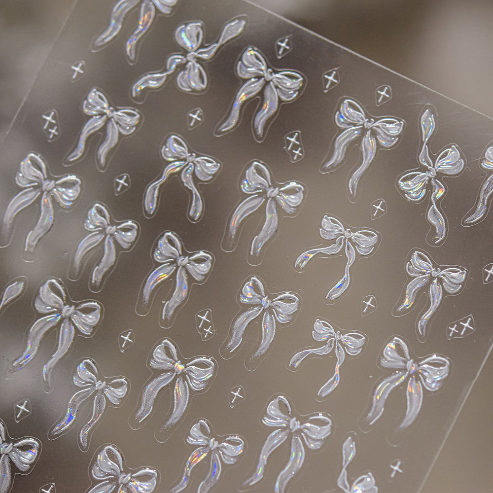 LuLuFun Studio White Bowknot Nail Art Stickers – DIY Manicure Decals