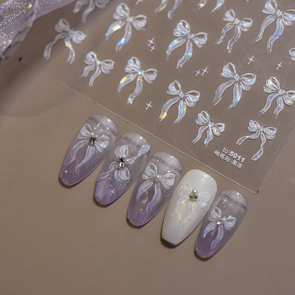 LuLuFun Studio White Bowknot Nail Art Stickers – DIY Manicure Decals