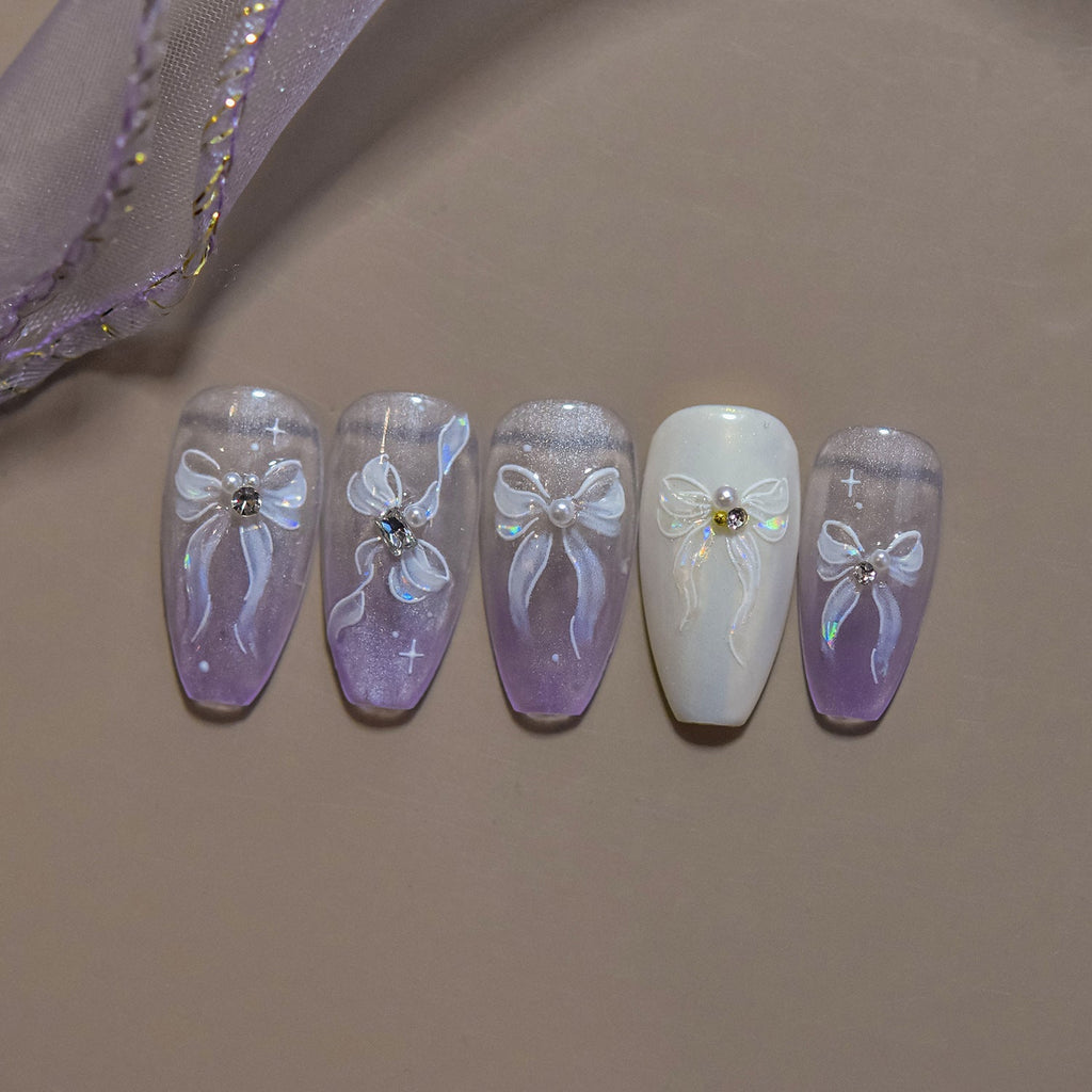 LuLuFun Studio White Bowknot Nail Art Stickers – DIY Manicure Decals