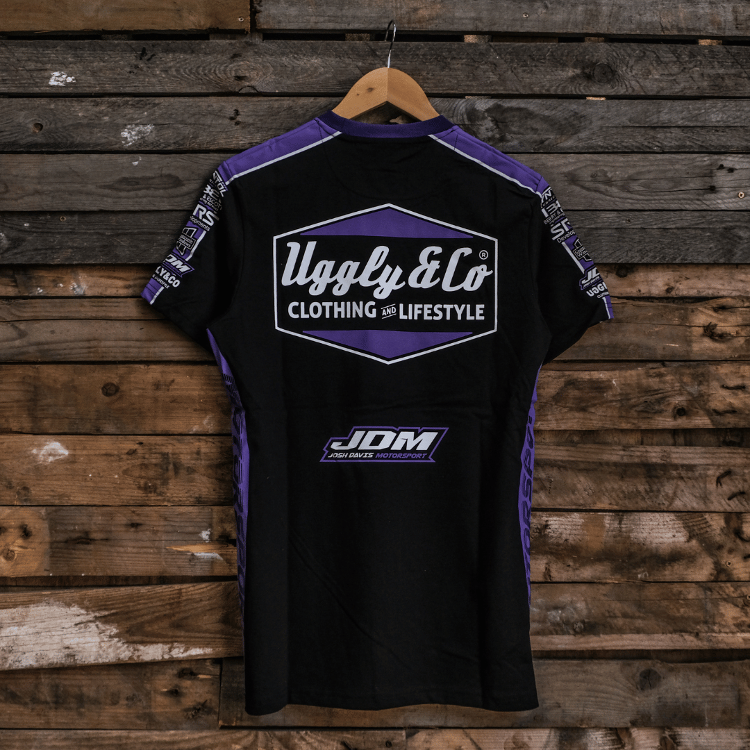 Uggly and Co JDM Team Tee – Black & Purple Heavyweight Cotton T-Shirt