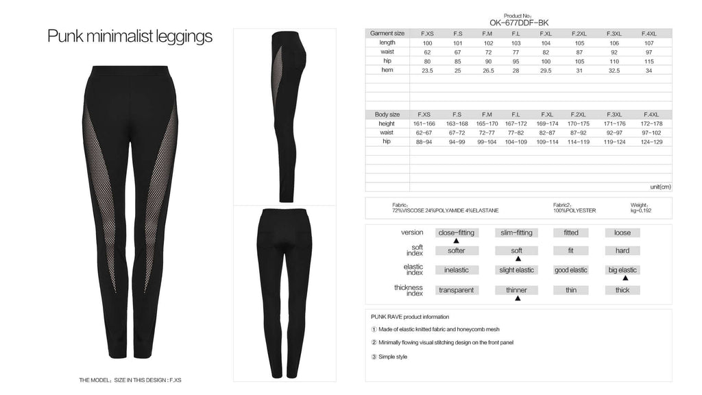 Punk Rave Ausha Leggings – Black Honeycomb Mesh and Knitted Fabric