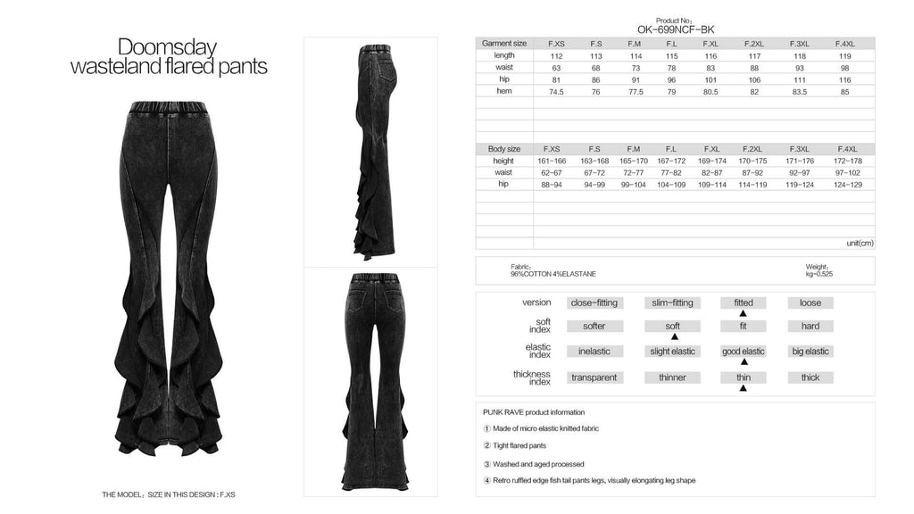 Punk Rave Breen Wasteland Bell Flared Trousers – Distressed Cotton