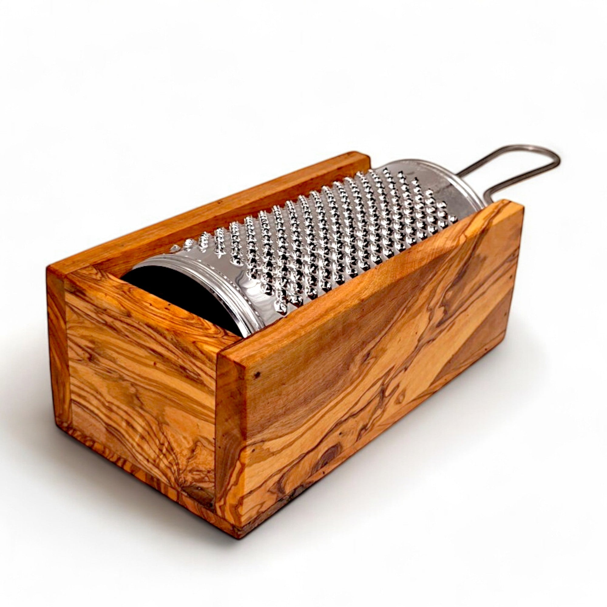 Olive Wood Cheese Grater W/ Stainless Steel Grating Surface