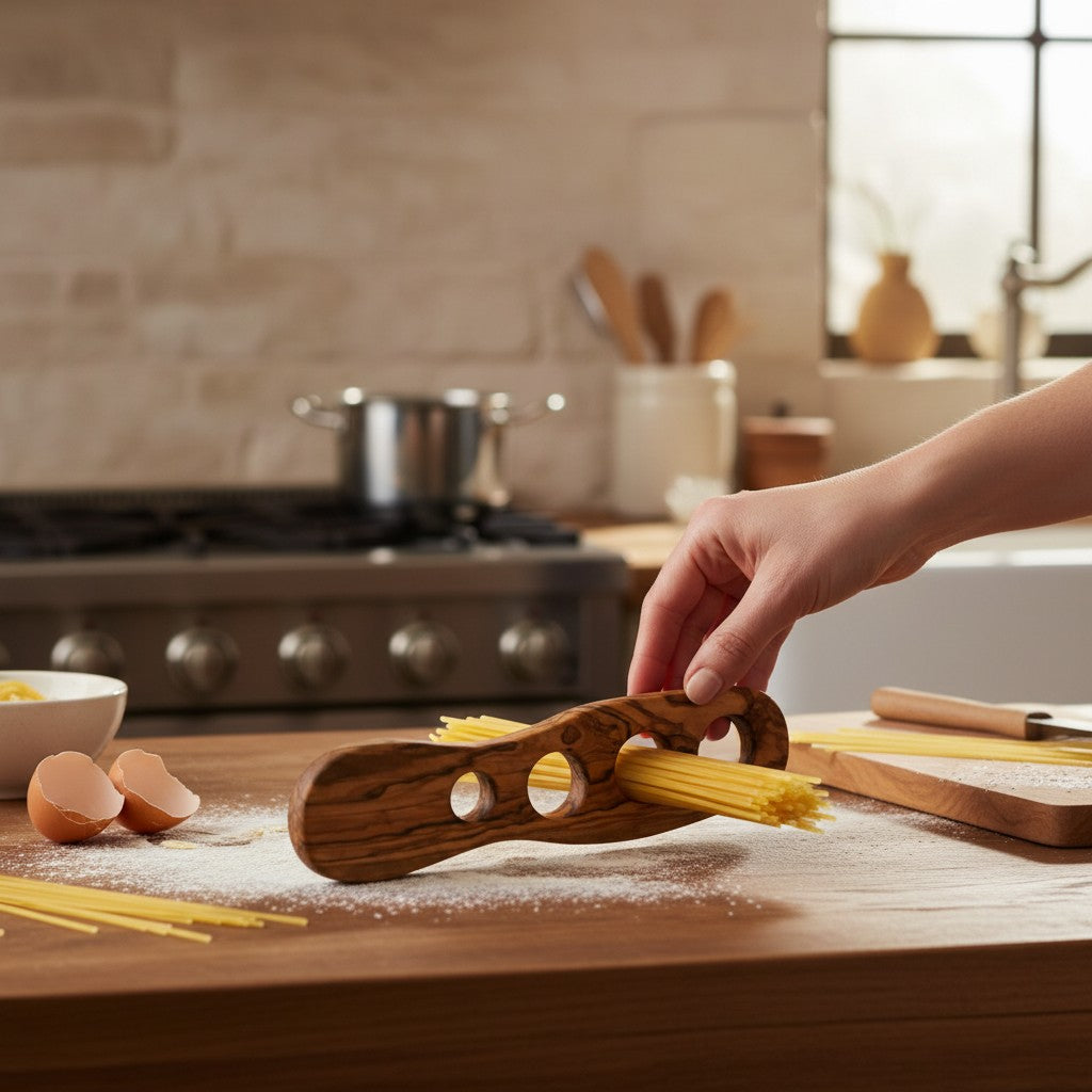 Olive Wood Handcrafted Wooden Spaghetti Measure Portion Sizer Kitchen Gadgets For Portion Control Pasta Noodles
