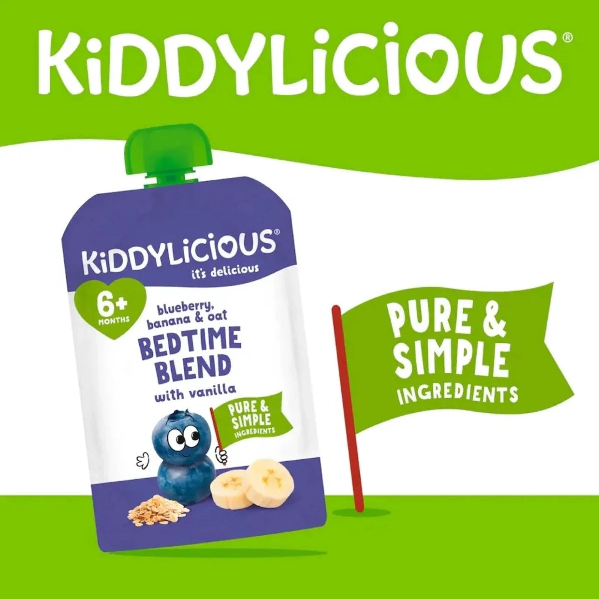 Kiddylicious Bedtime Blend Blueberry Oat 6+ months 400g (4x100g) - image 2