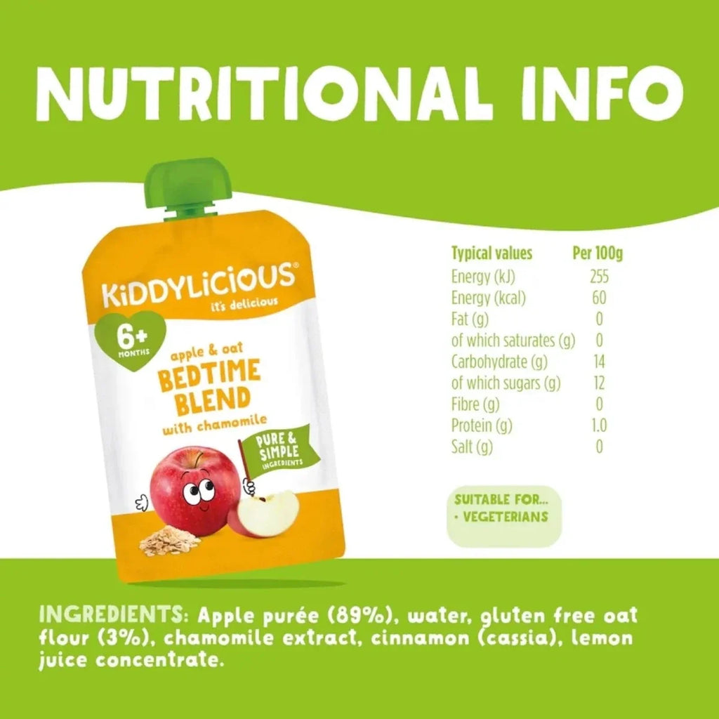 Kiddylicious Bedtime Blend Apple Oat 6+ months 400g (4x100g) - image 3