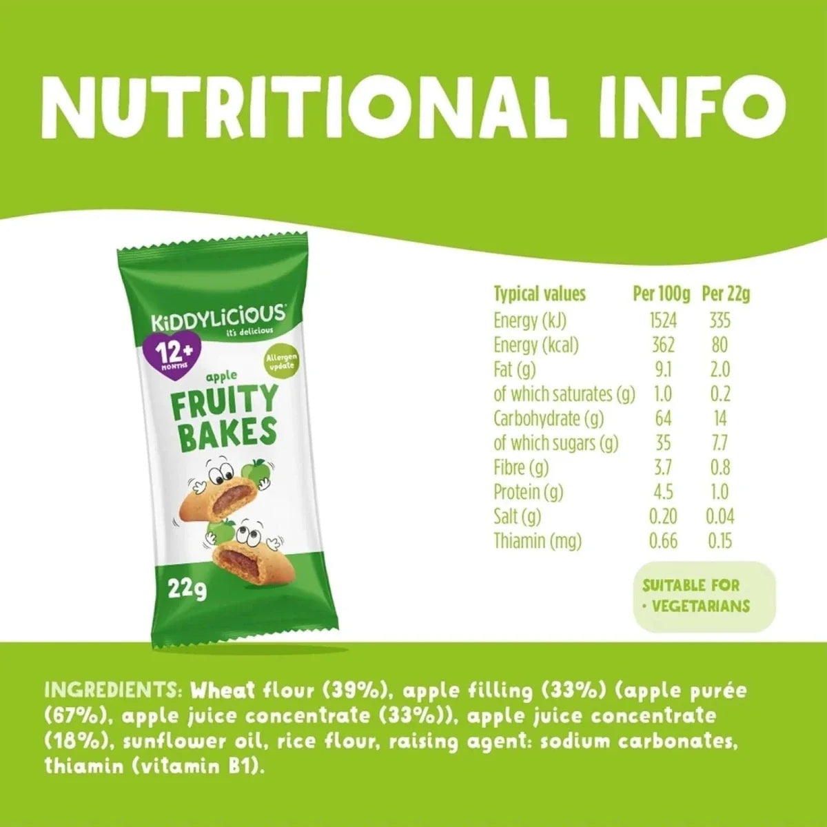 Kiddylicious Apple Fruity Bakes 12+ months 132g (6x22g) - image 3
