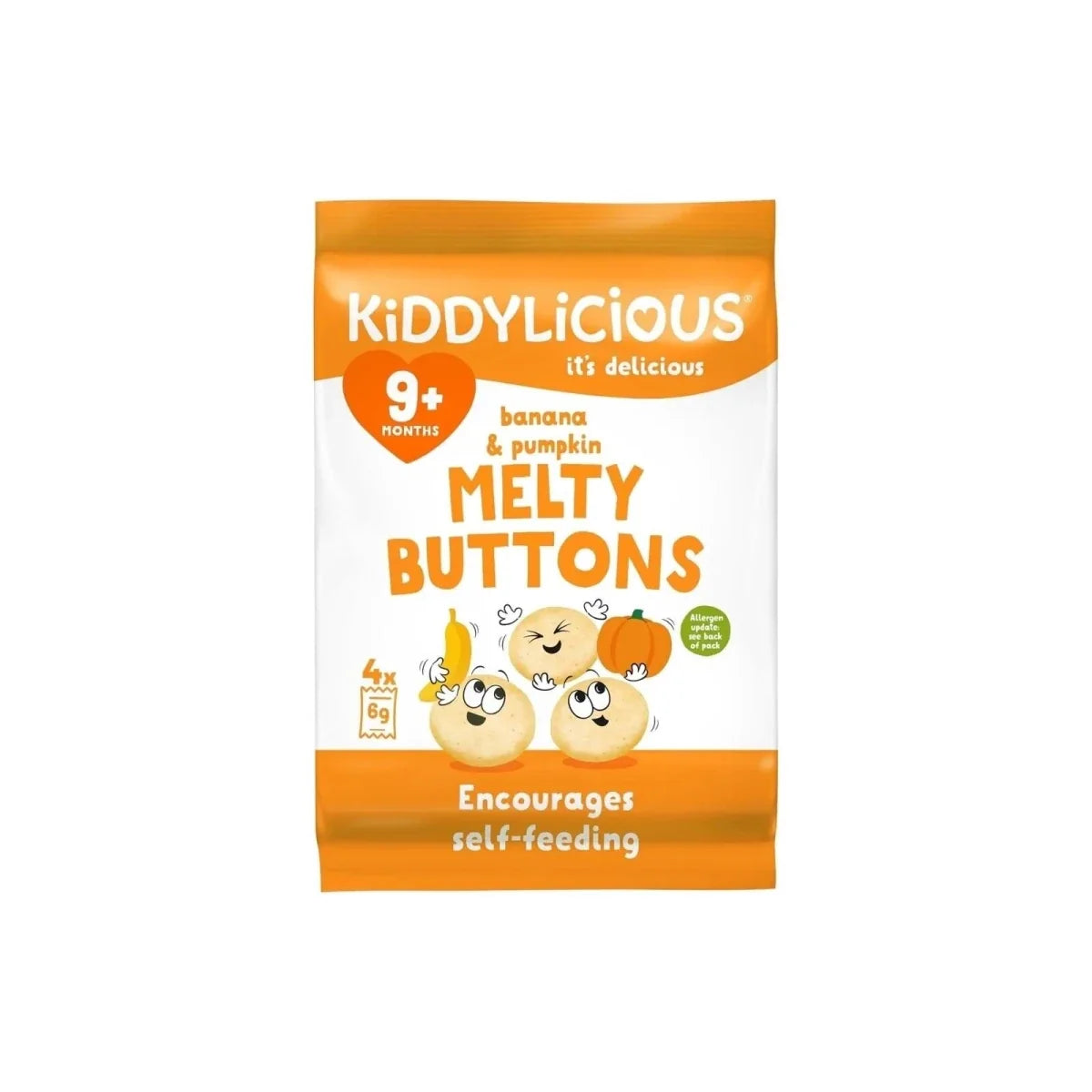 Kiddylicious Banana & Pumpkin Melty Buttons 9+ months 30g (5x6g) - image 1