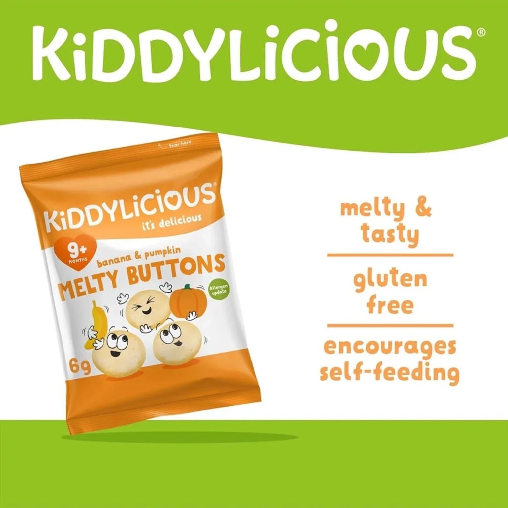 Kiddylicious Banana & Pumpkin Melty Buttons 9+ months 30g (5x6g) - image 2
