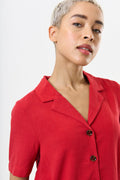 Kit Linen Mix 2 Pocket Short Sleeve Shirt- Red