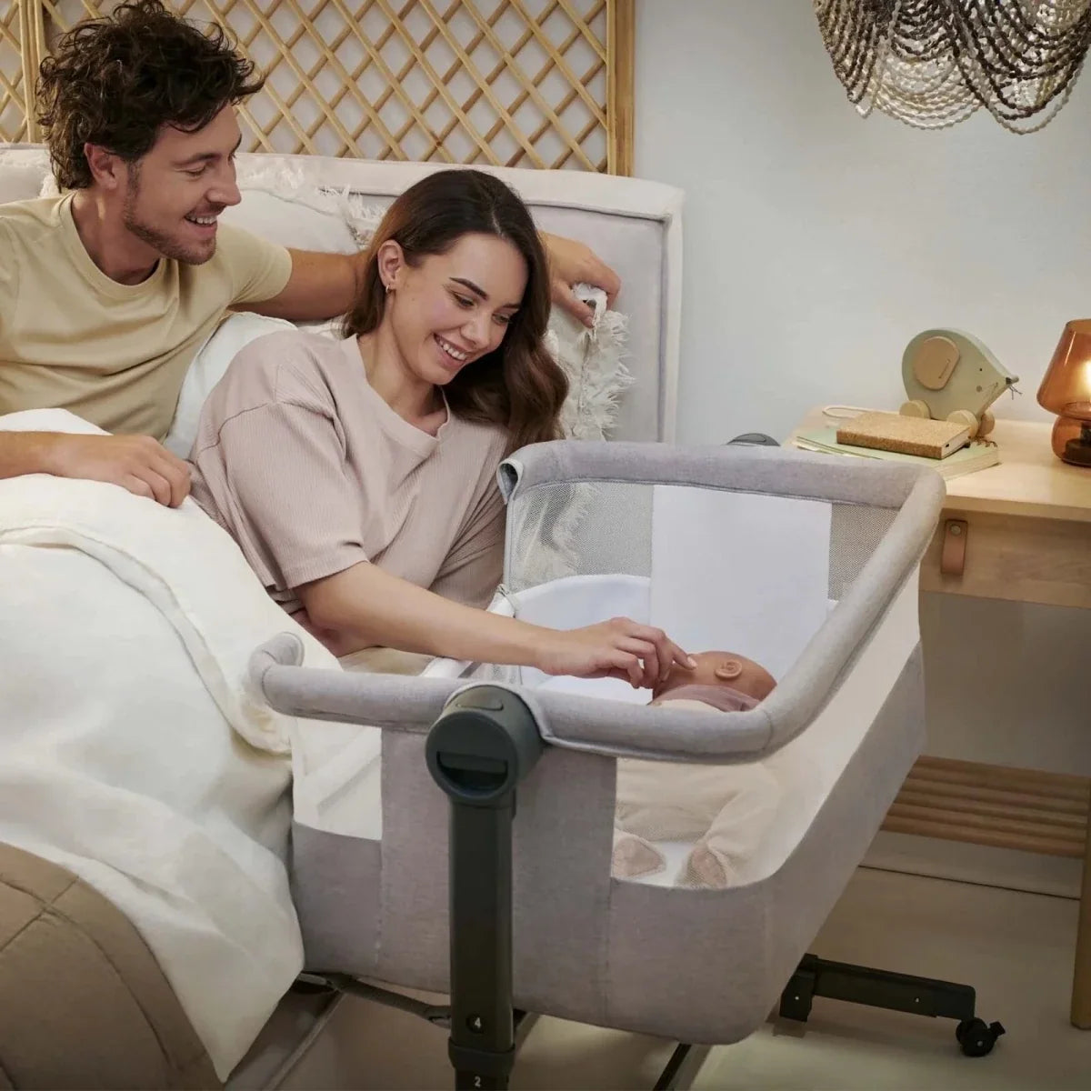Kinderkraft Nestee Up 2 Bedside Crib - Full Light Grey - image 9