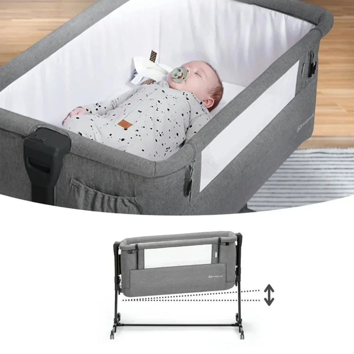 Kinderkraft Nestee Up 2 Bedside Crib - Full Light Grey - image 12