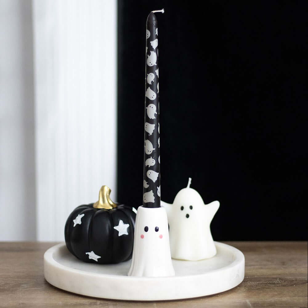 Kate's Clothing Sweet Ghost Ceramic Candle Holder with Taper Candle