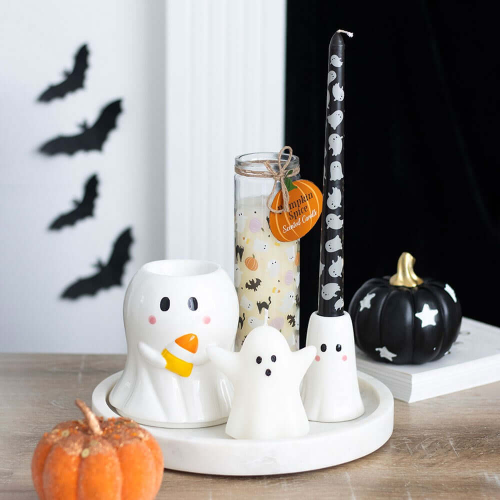 Kate's Clothing Sweet Ghost Ceramic Candle Holder with Taper Candle