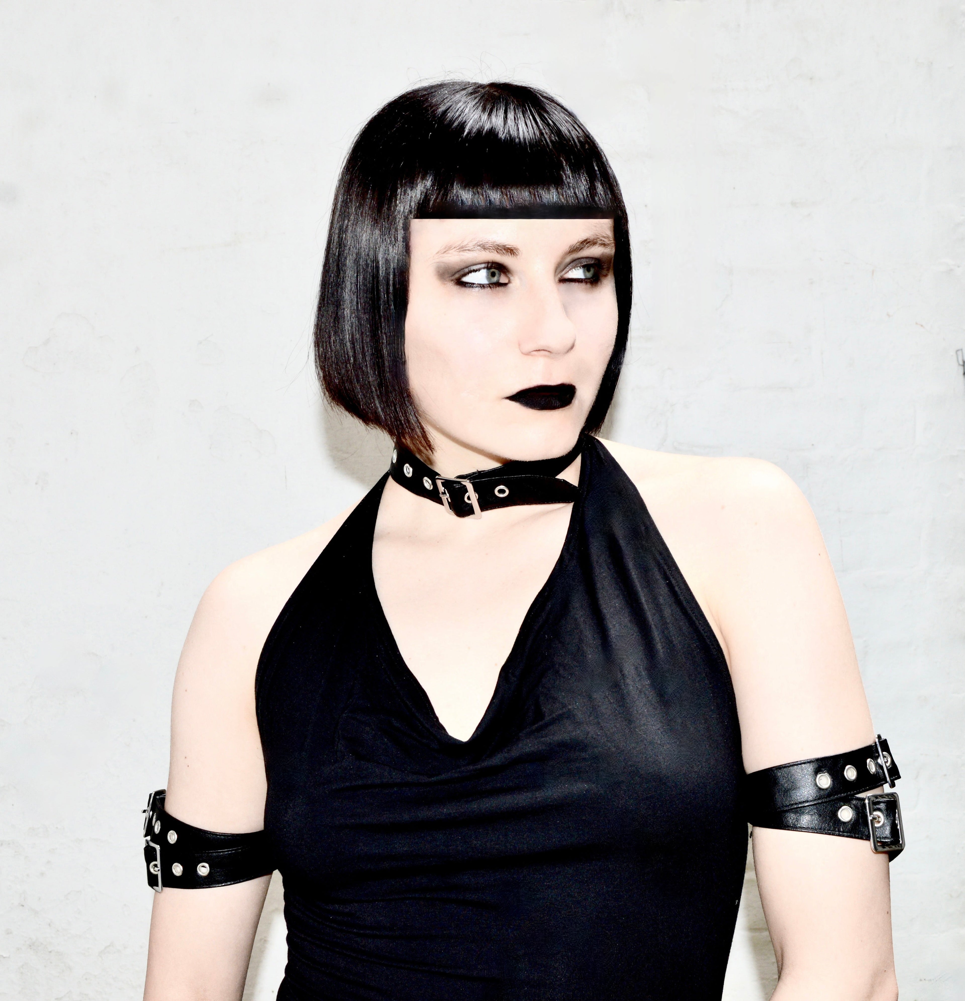 Necessary Evil Aphrodite Plunge Cowl Neck Top - Faux Leather Gothic
