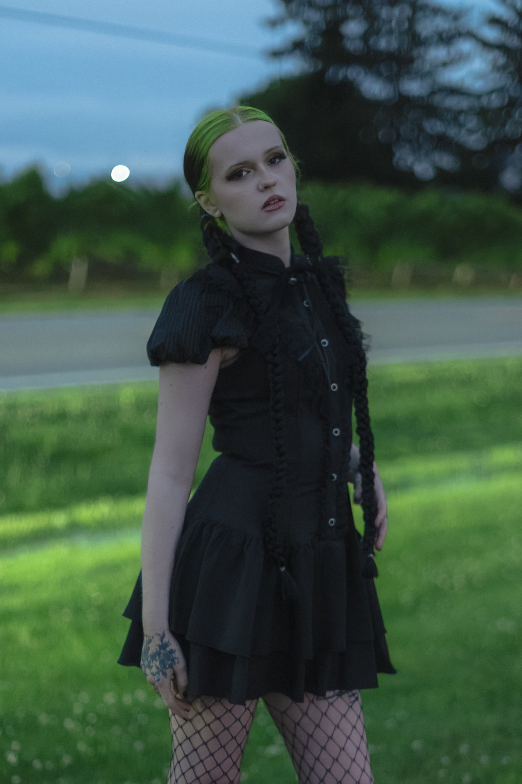 Dark in Love Lolita Bow-Trim Lace Dress | Gothic High-Low Evening Gown
