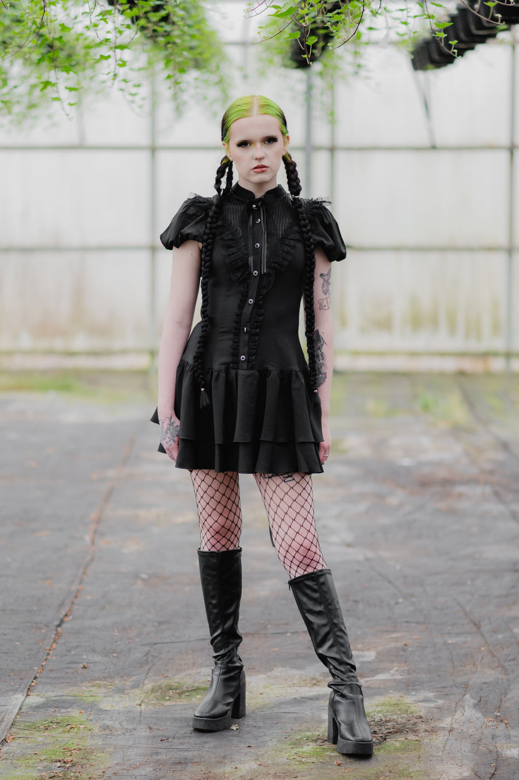 Dark in Love Lolita Bow-Trim Lace Dress | Gothic High-Low Evening Gown