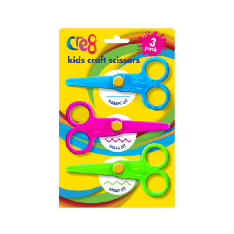 PoundFun Kids Safety Craft Scissors - 3 Pack Rounded Tip Art Tools