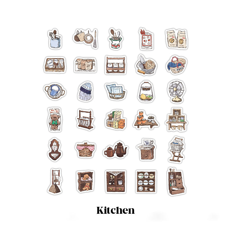 LuLuFun Studio Daily Life Paper Stickers - 30 Piece Journaling Set