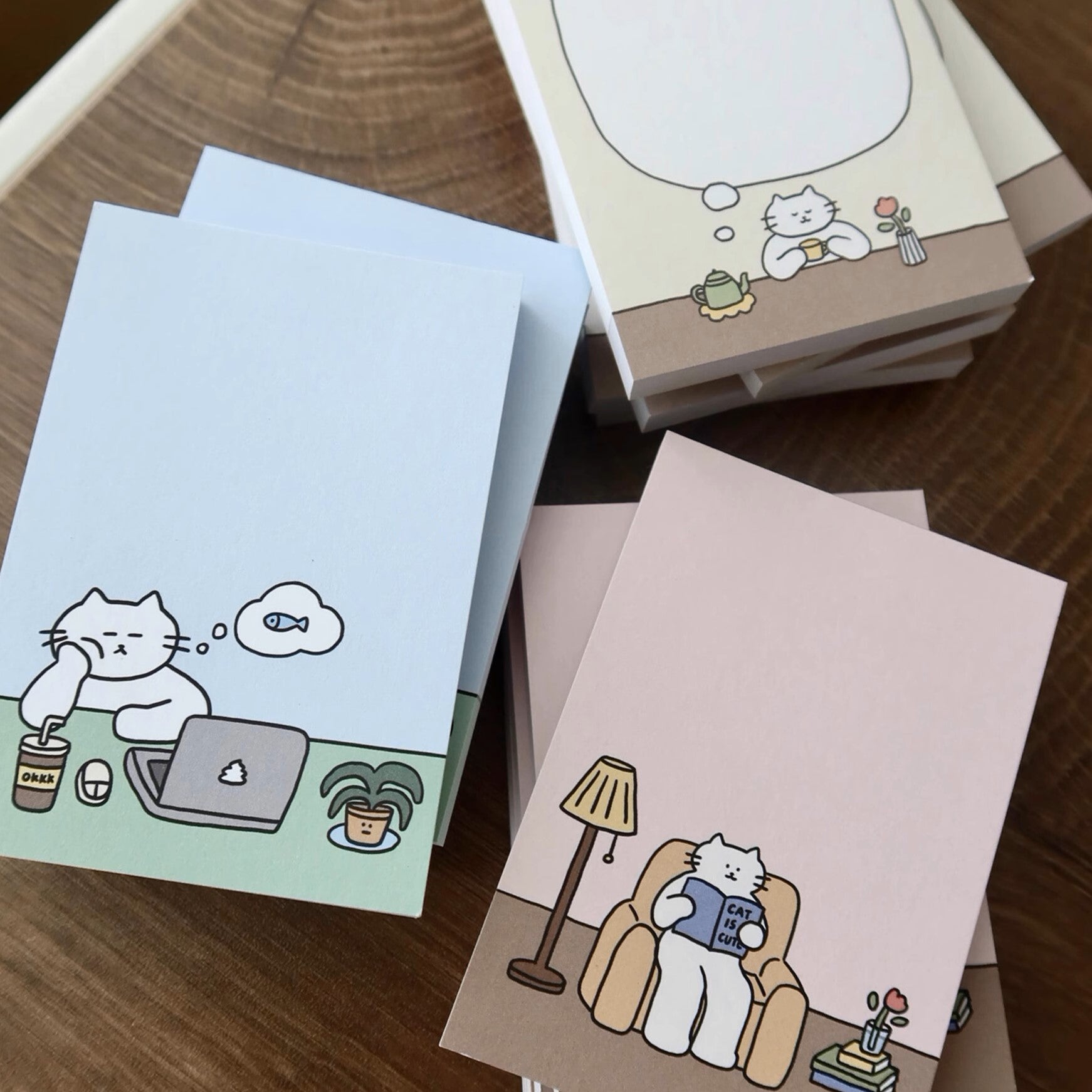 LuLuFun Studio Kitty Life Memo Note Pad – 50 Sheets Cute Stationery