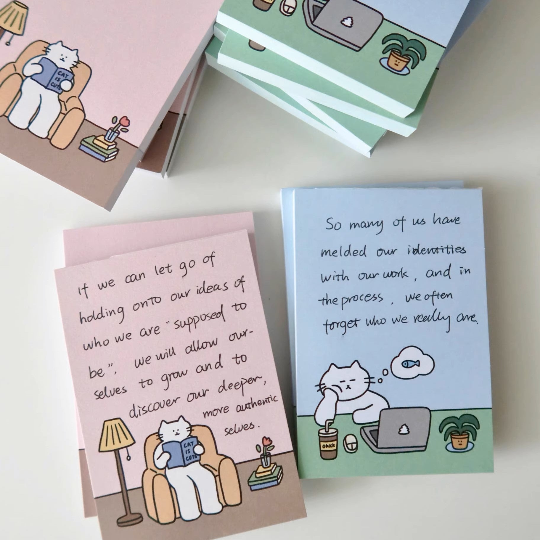 LuLuFun Studio Kitty Life Memo Note Pad – 50 Sheets Cute Stationery