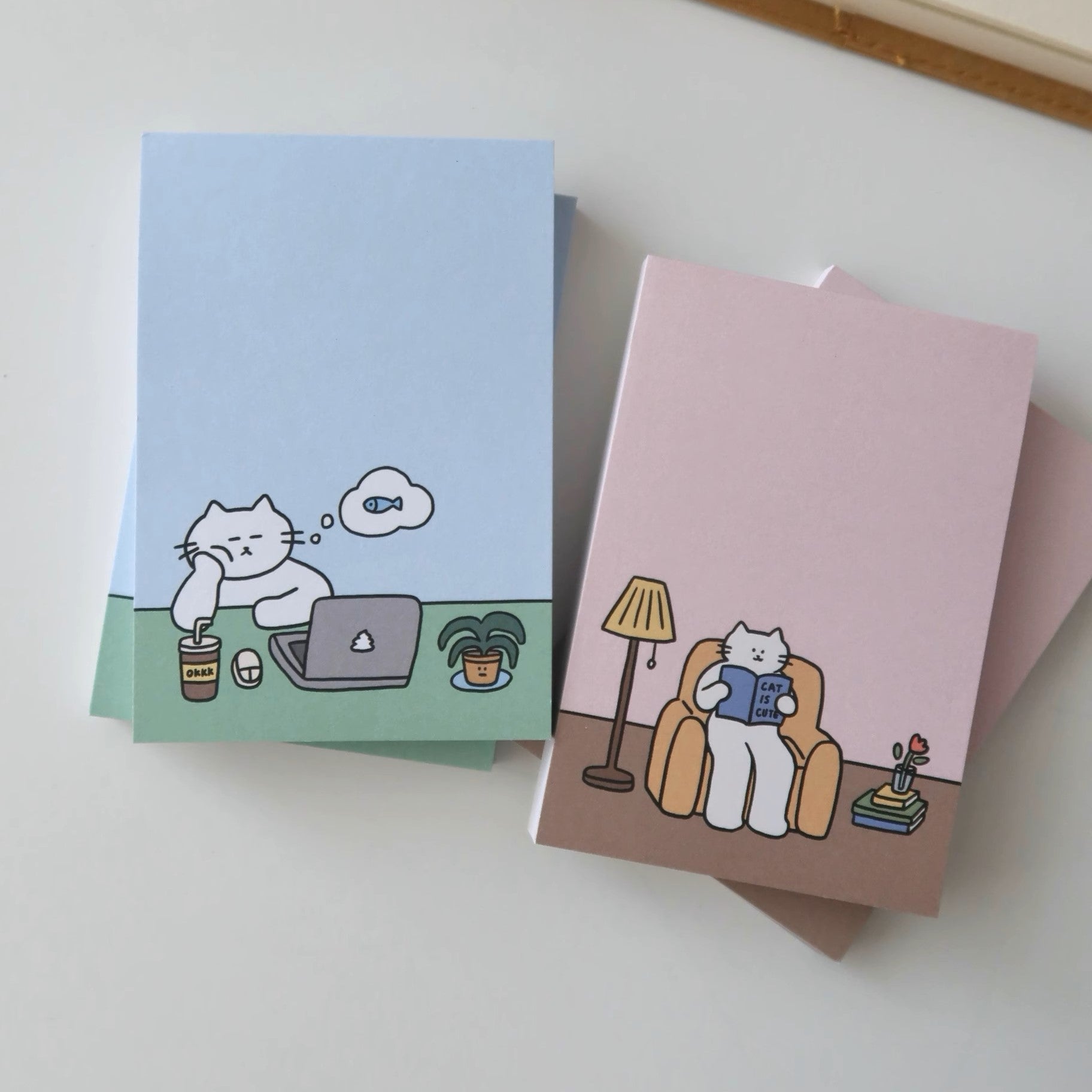 LuLuFun Studio Kitty Life Memo Note Pad – 50 Sheets Cute Stationery