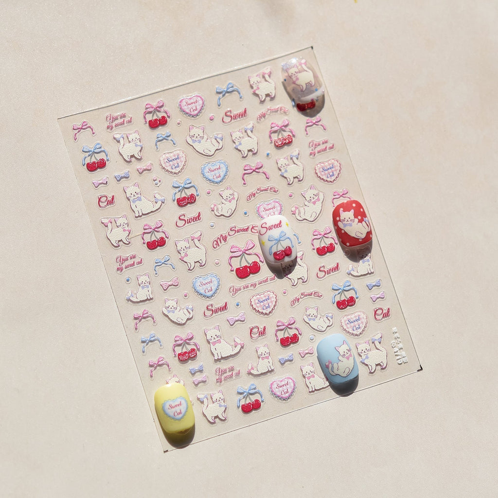 LuLuFun Studio Kitty and Bear Nail Art Stickers – DIY Manicure Decals