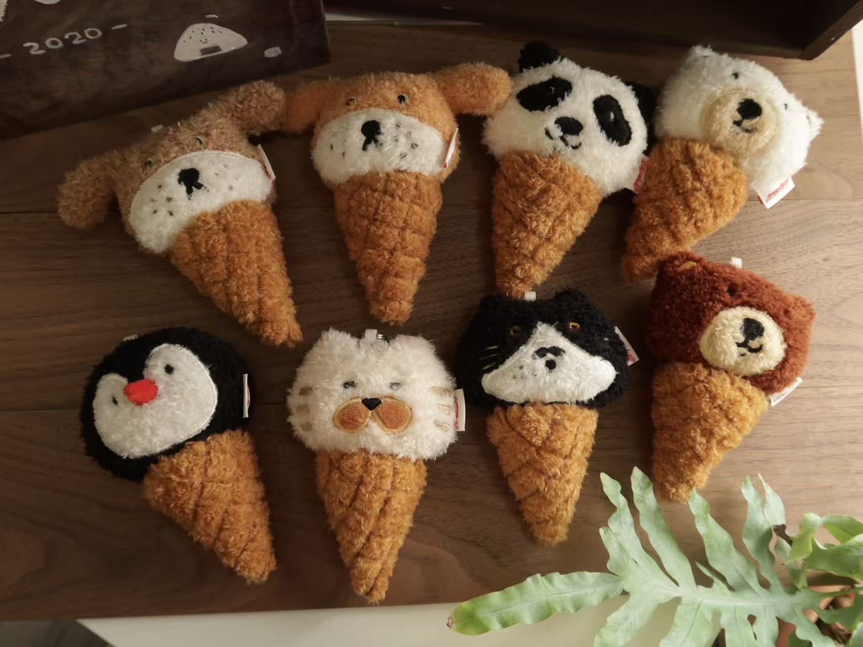 LuLuFun Studio Puppy Ice Cream Cone Plush Charm - Kawaii Bag Keychain