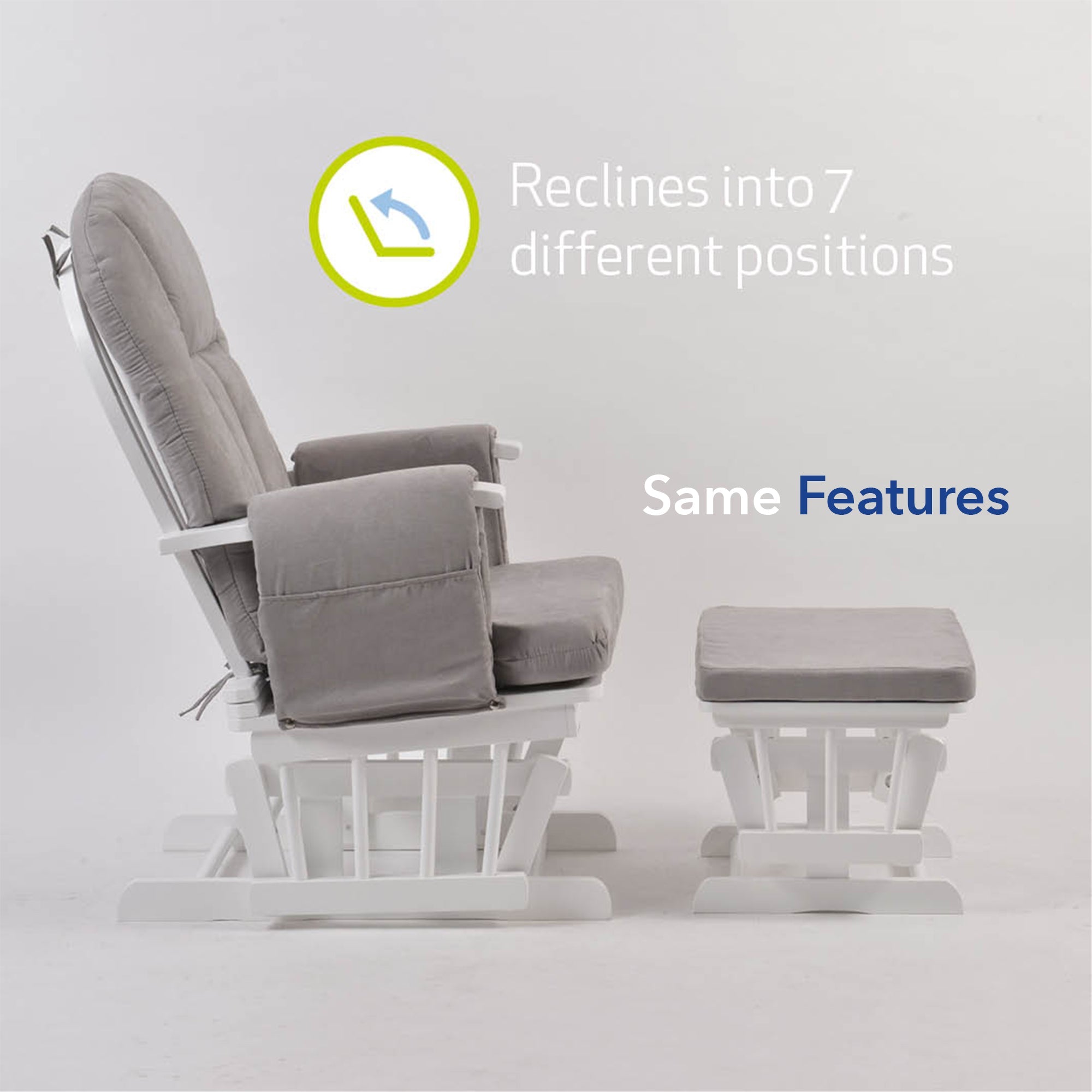 Nursing Chair and Footstool - Mothercare Best Seller - White/Grey