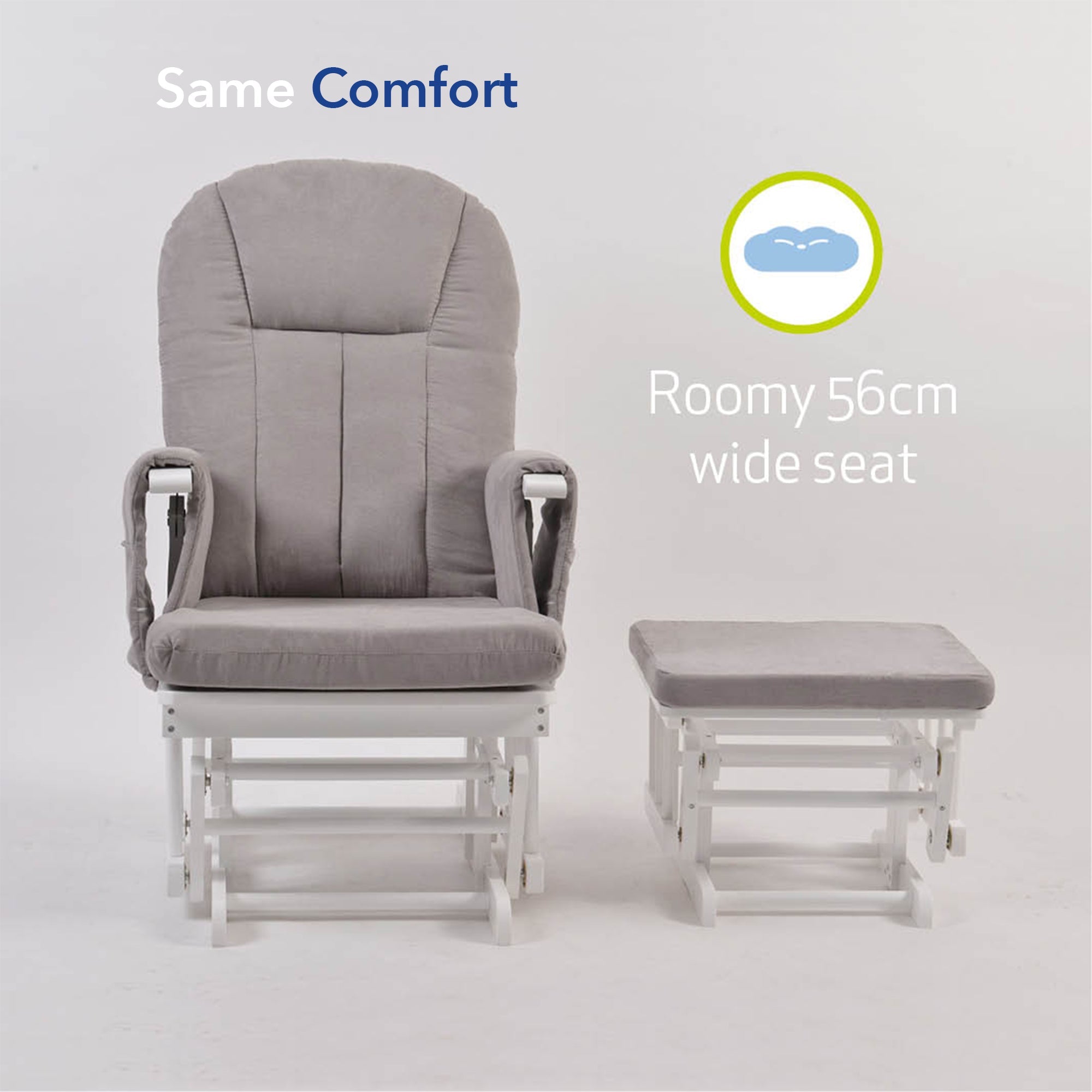 Nursing Chair and Footstool - Mothercare Best Seller - White/Grey