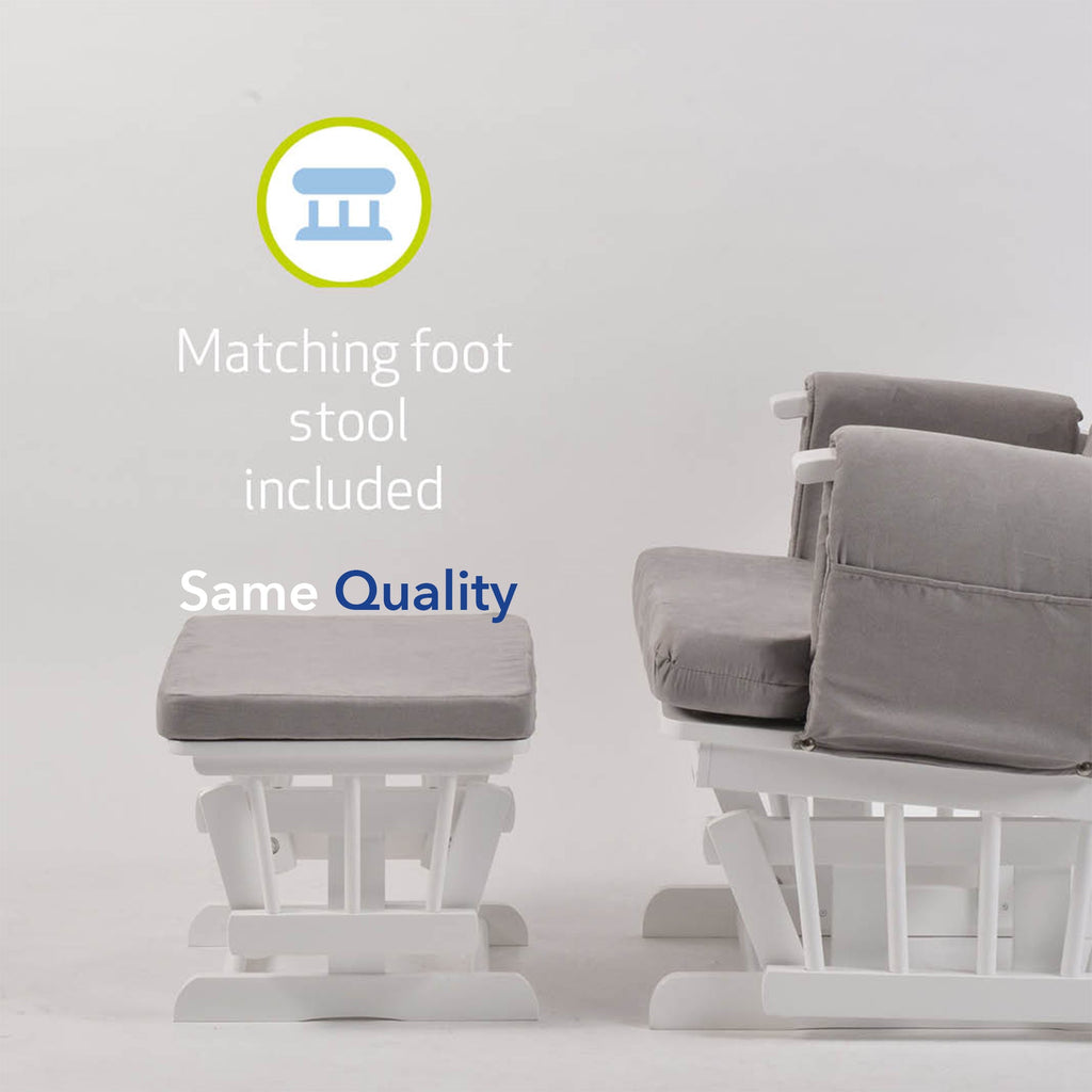 Nursing Chair and Footstool - Mothercare Best Seller - White/Grey
