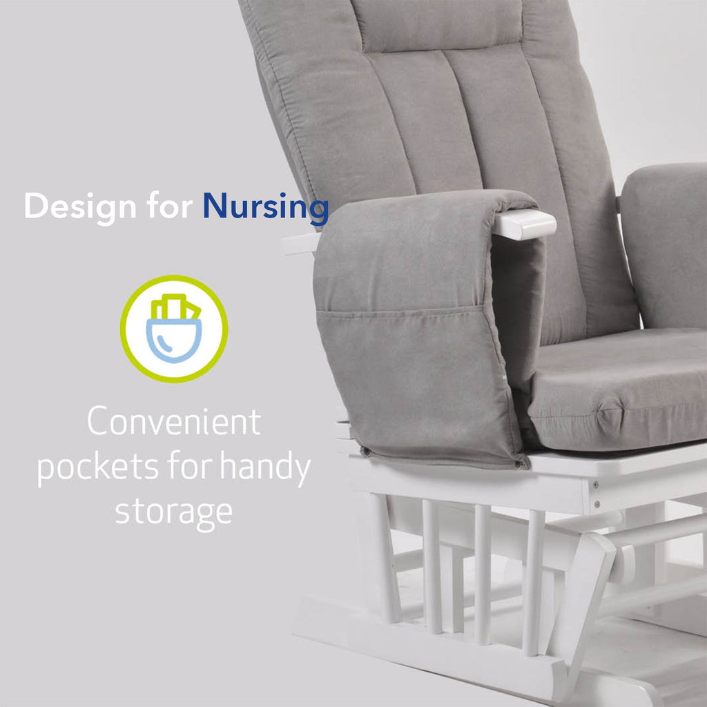 Nursing Chair and Footstool - Mothercare Best Seller - White/Grey