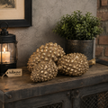 Kurki Set of 3 Antiqued Gold Pinecones Ornaments