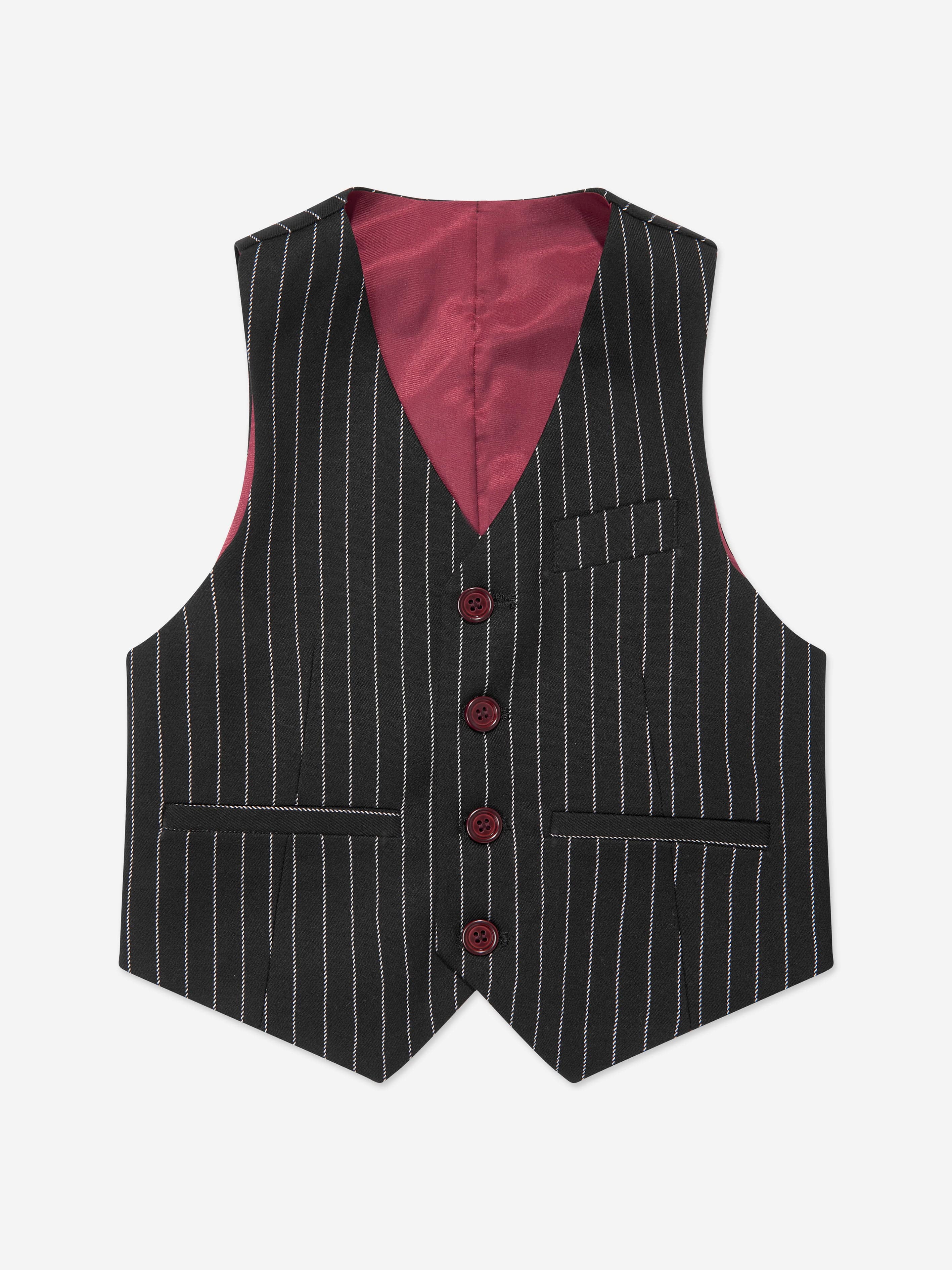 SUITLAB London Boys Black Striped 3 Piece Tuxedo Suit Set
