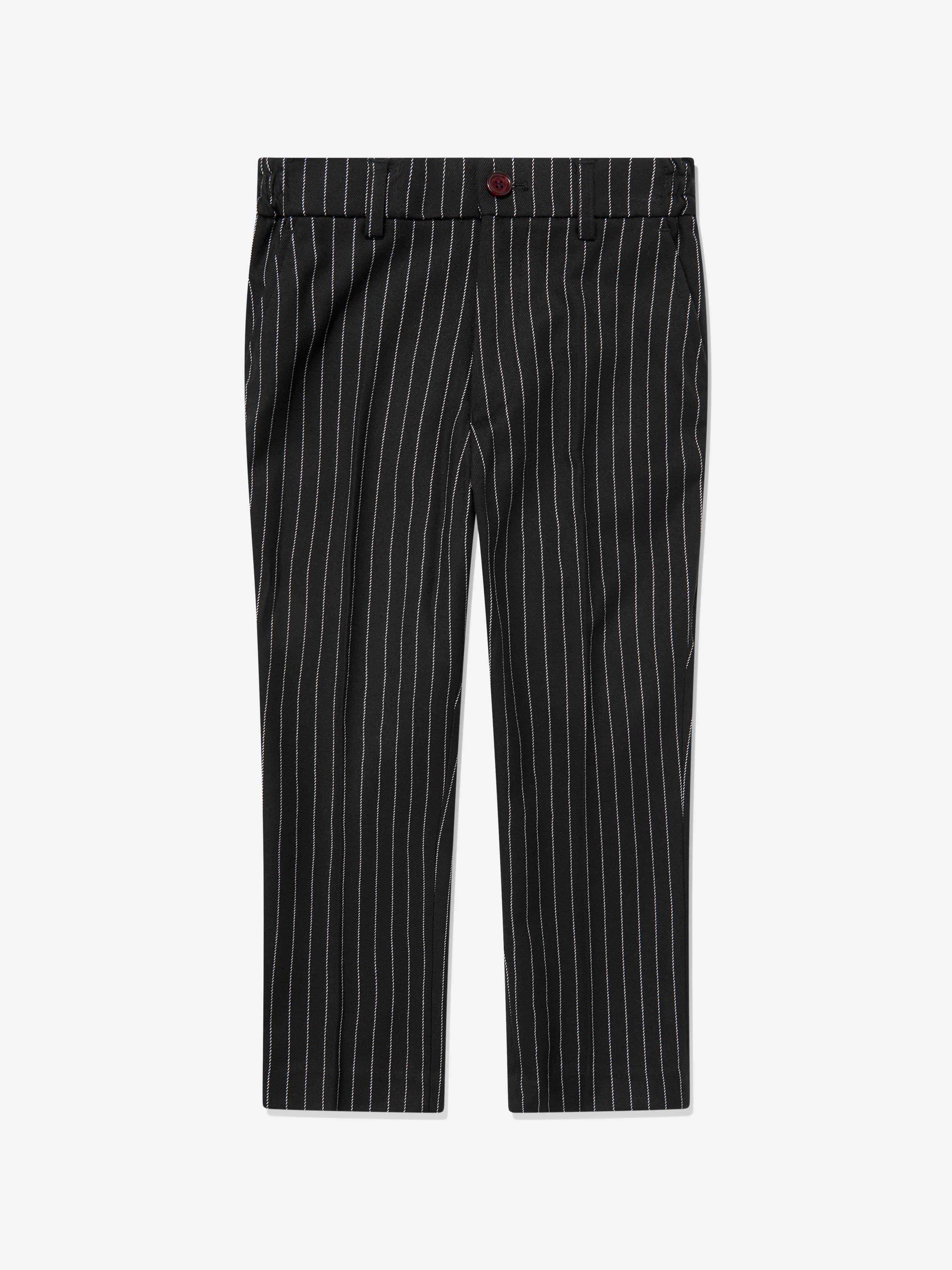SUITLAB London Boys Black Striped 3 Piece Tuxedo Suit Set