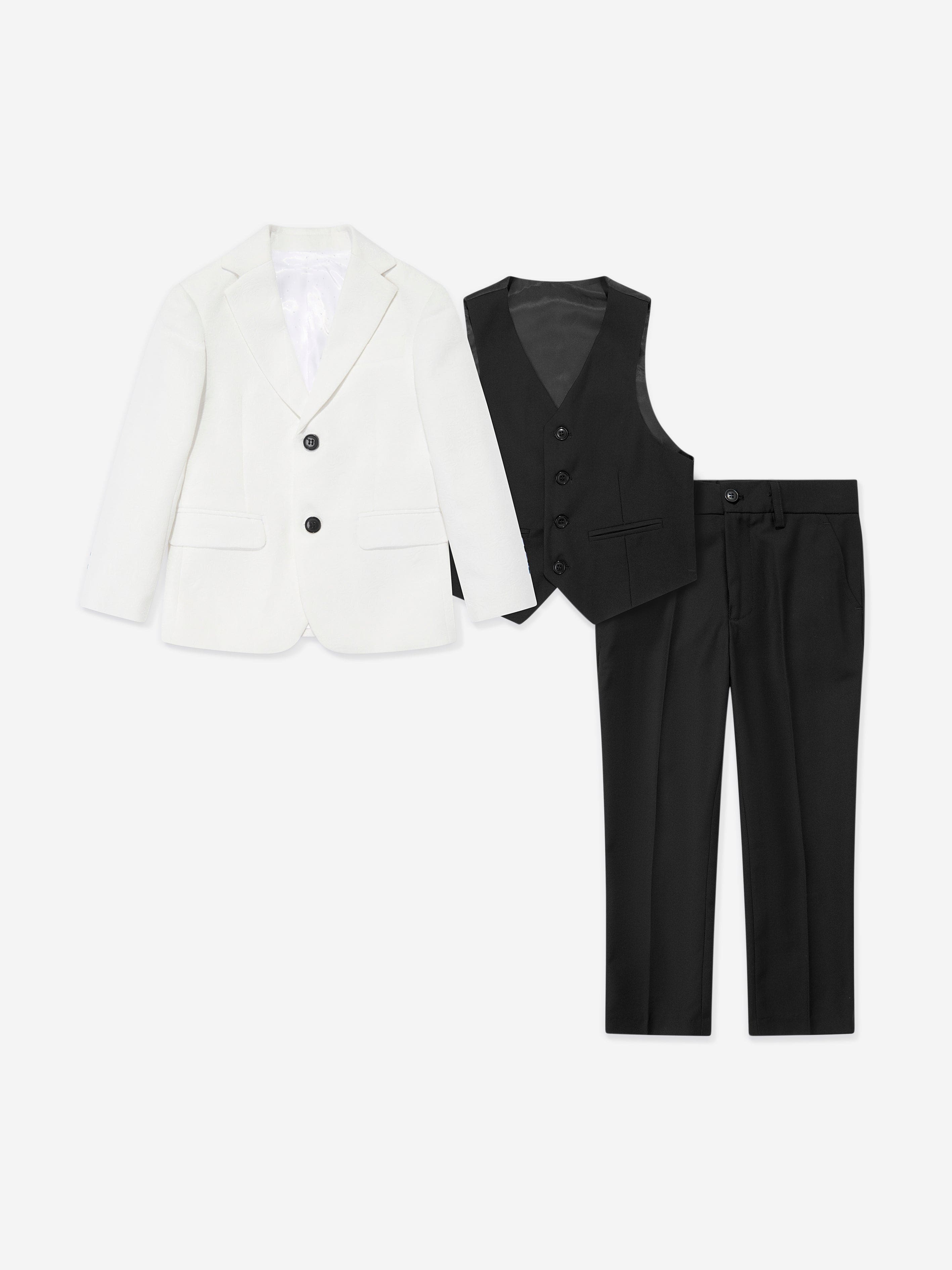 SUITLAB London Boys White 3 Piece Tuxedo Suit Set in Viscose Blend