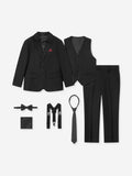 SUITLAB London Boys 7-Piece Formal Suit Set in Black – Viscose Blend