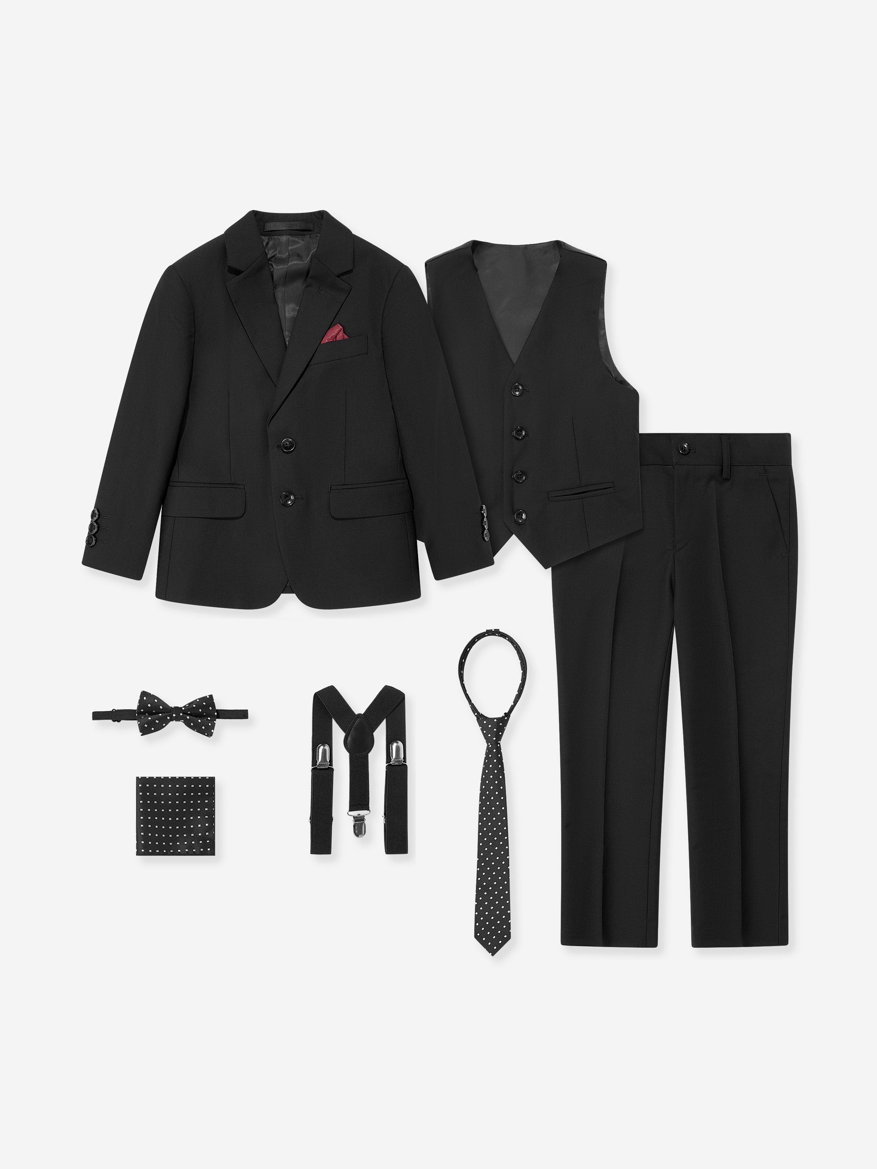 SUITLAB London Boys 7-Piece Formal Suit Set in Black – Viscose Blend