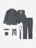 SUITLAB London Boys 7-Piece Formal Suit Set in Charcoal Grey