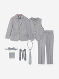 SUITLAB London Boys 7 Piece Grey Suit Set - Viscose Blend Formalwear