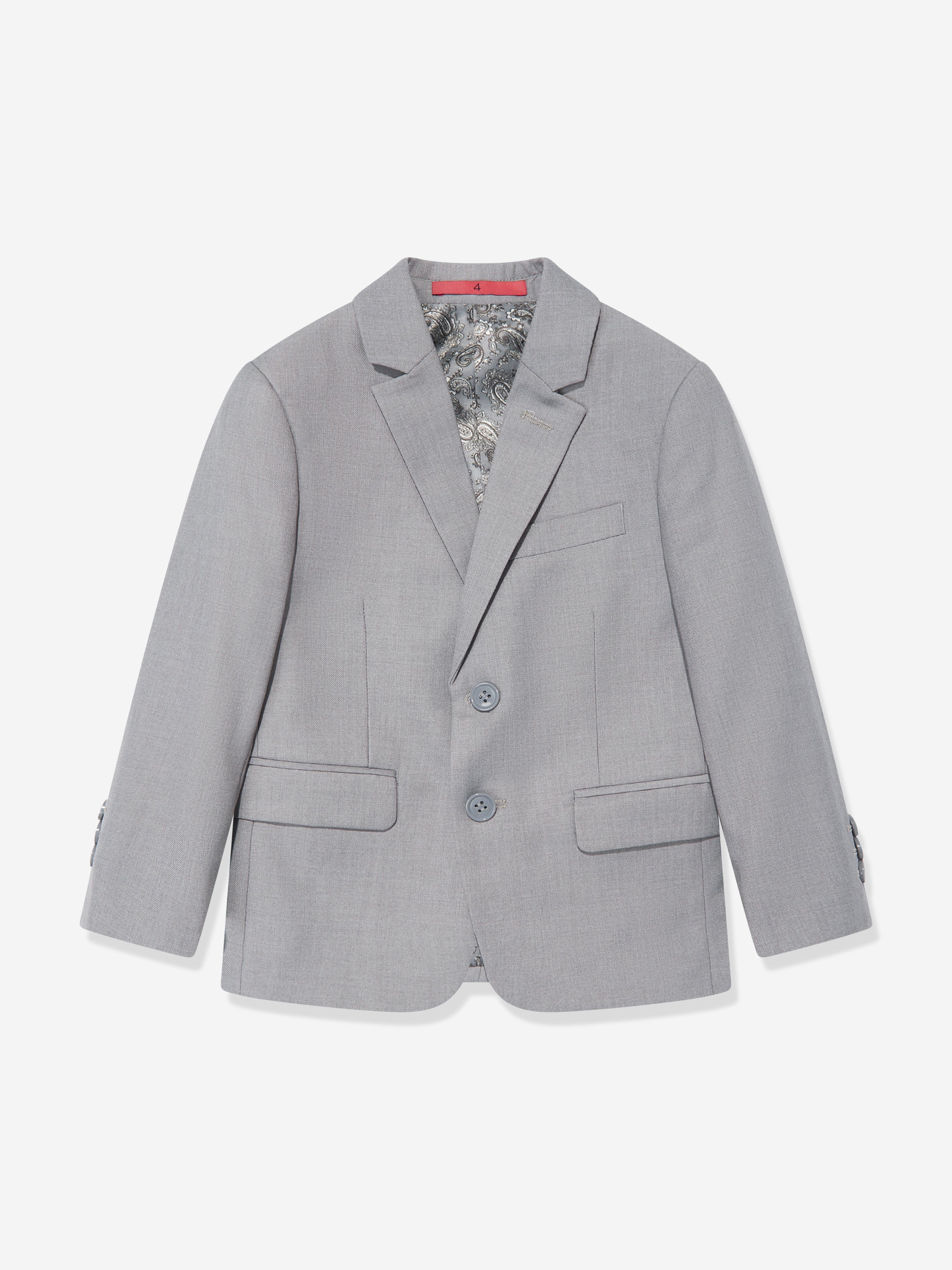 SUITLAB London Boys 7 Piece Grey Suit Set - Viscose Blend Formalwear