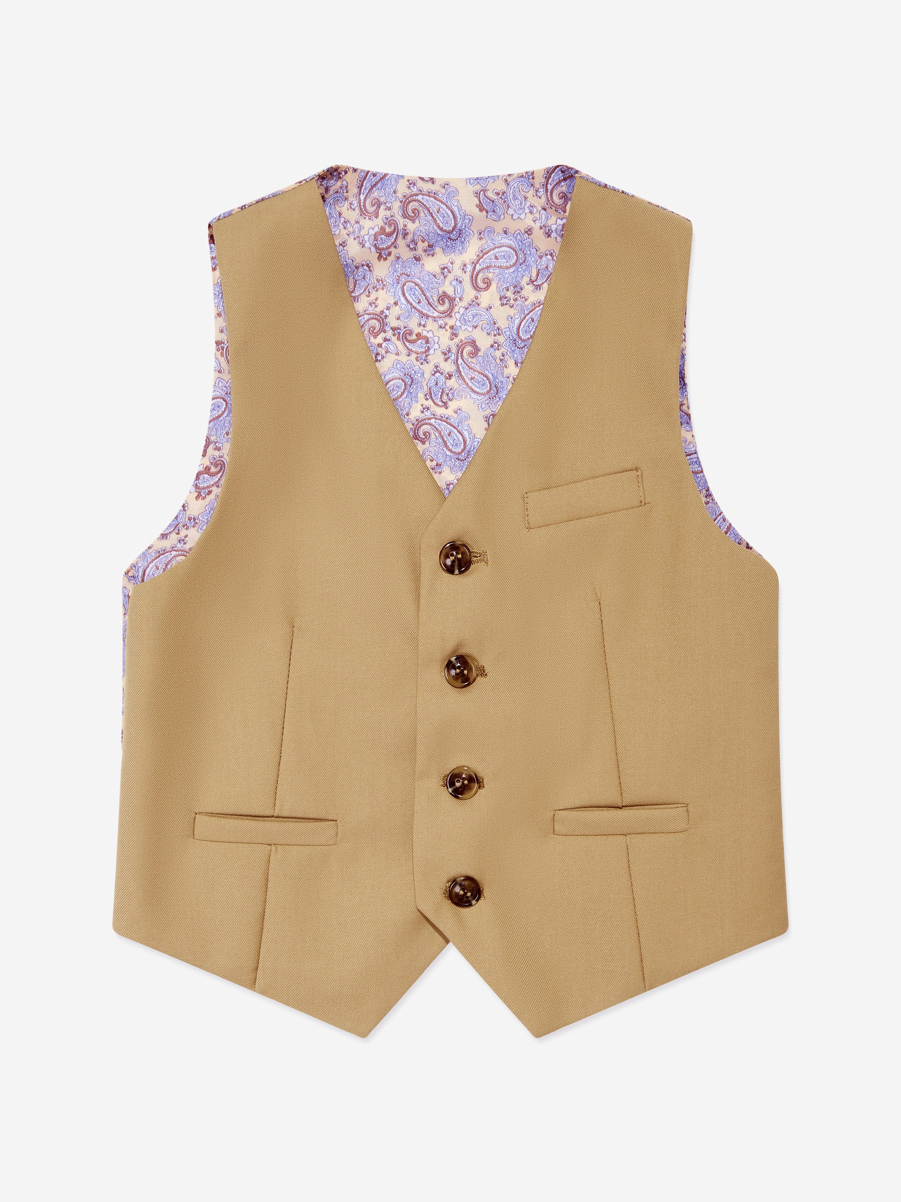 SUITLAB London Boys 7-Piece Formal Suit Set in Beige Viscose