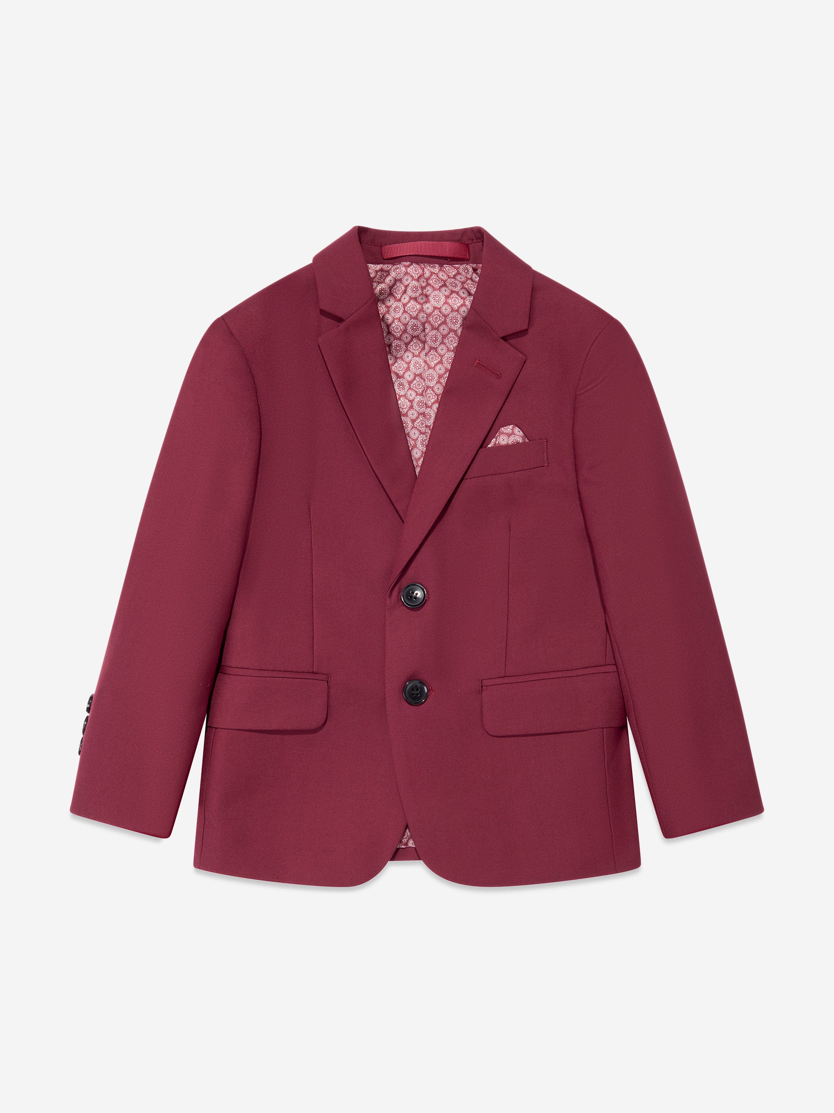 SUITLAB London Boys 7-Piece Formal Suit Set in Burgundy Red Viscose