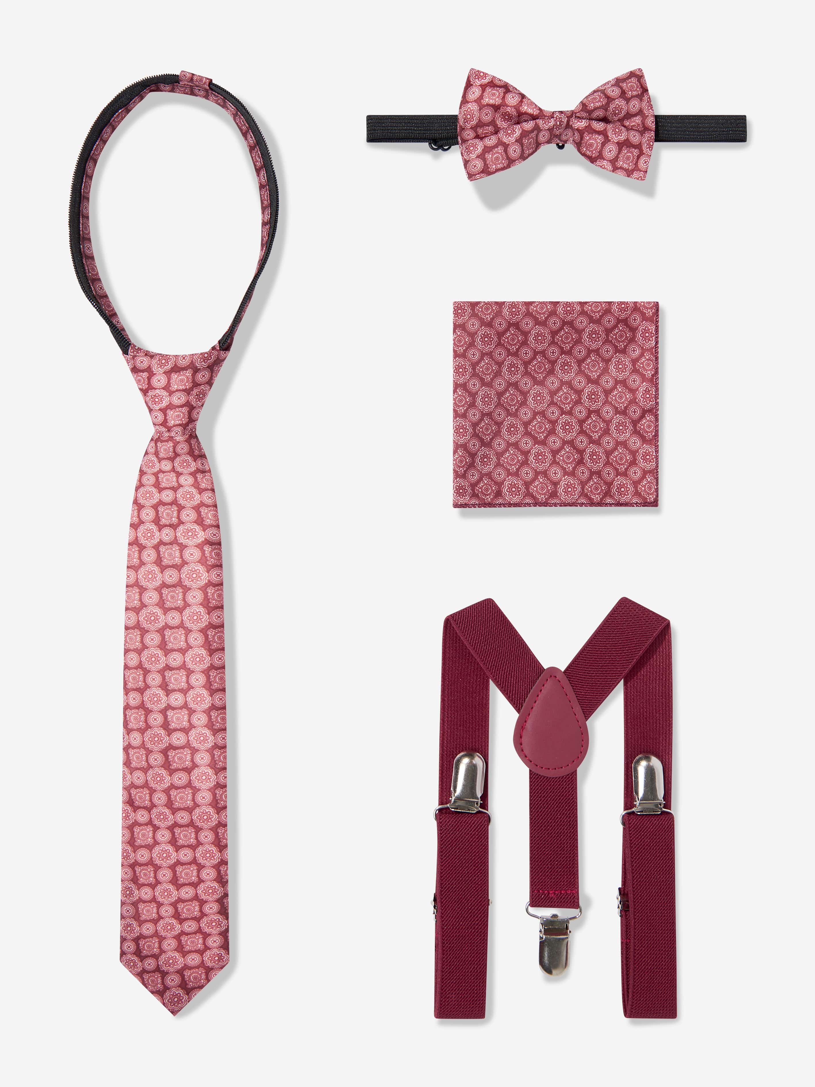 SUITLAB London Boys 7-Piece Formal Suit Set in Burgundy Red Viscose